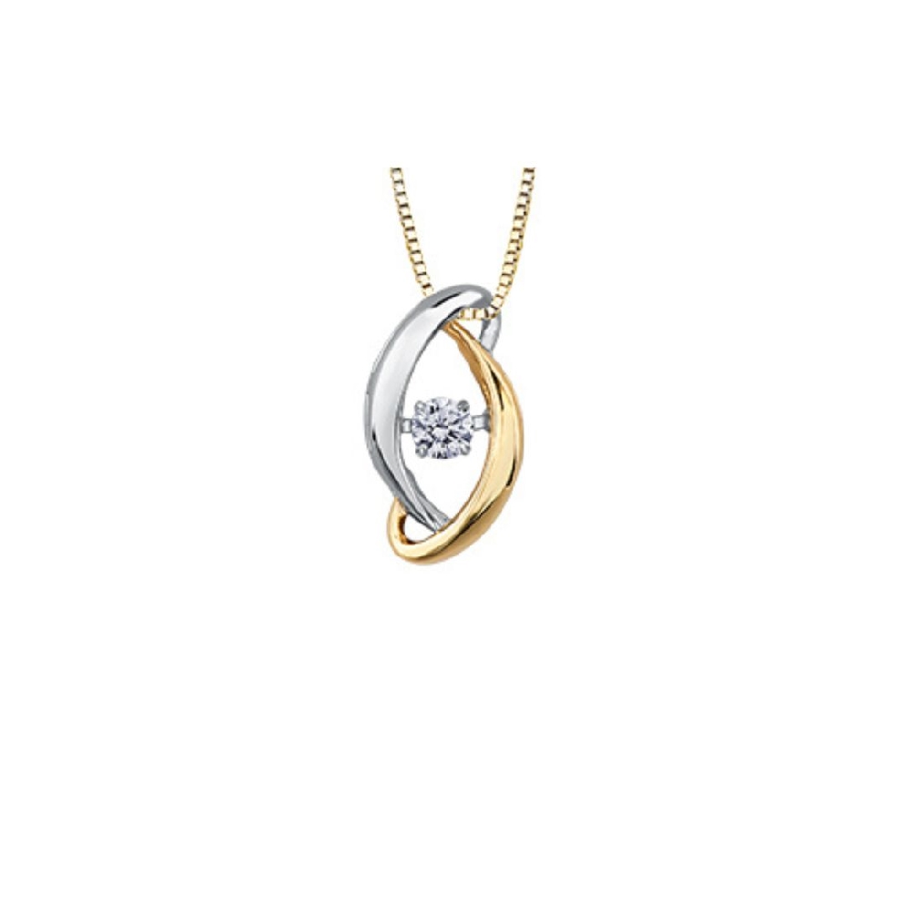 10KT YG & Rhodium Pulse Diamond Pendant .09ctw  