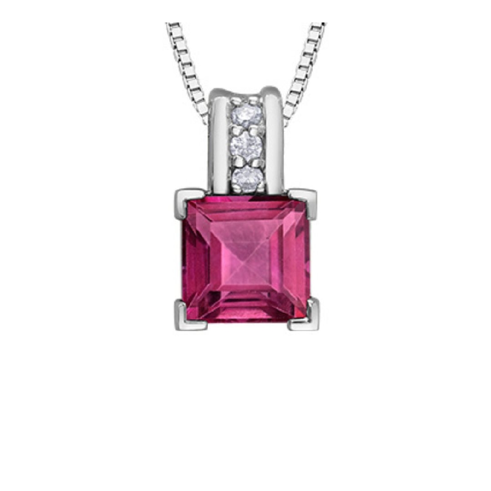 Pink Topaz and Diamond Pendant  0.04ctw
10KT W...