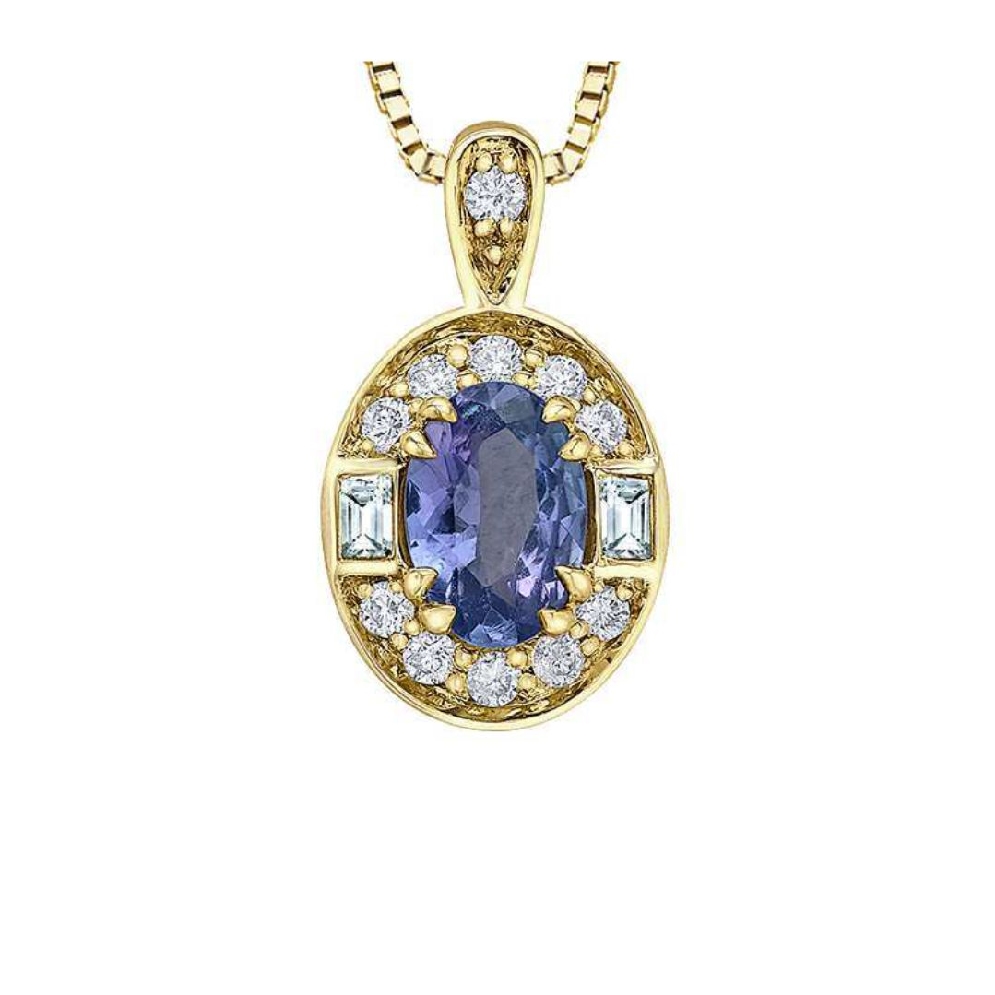 Tanzanite; White Sapphire and Diamond Pendant 0...