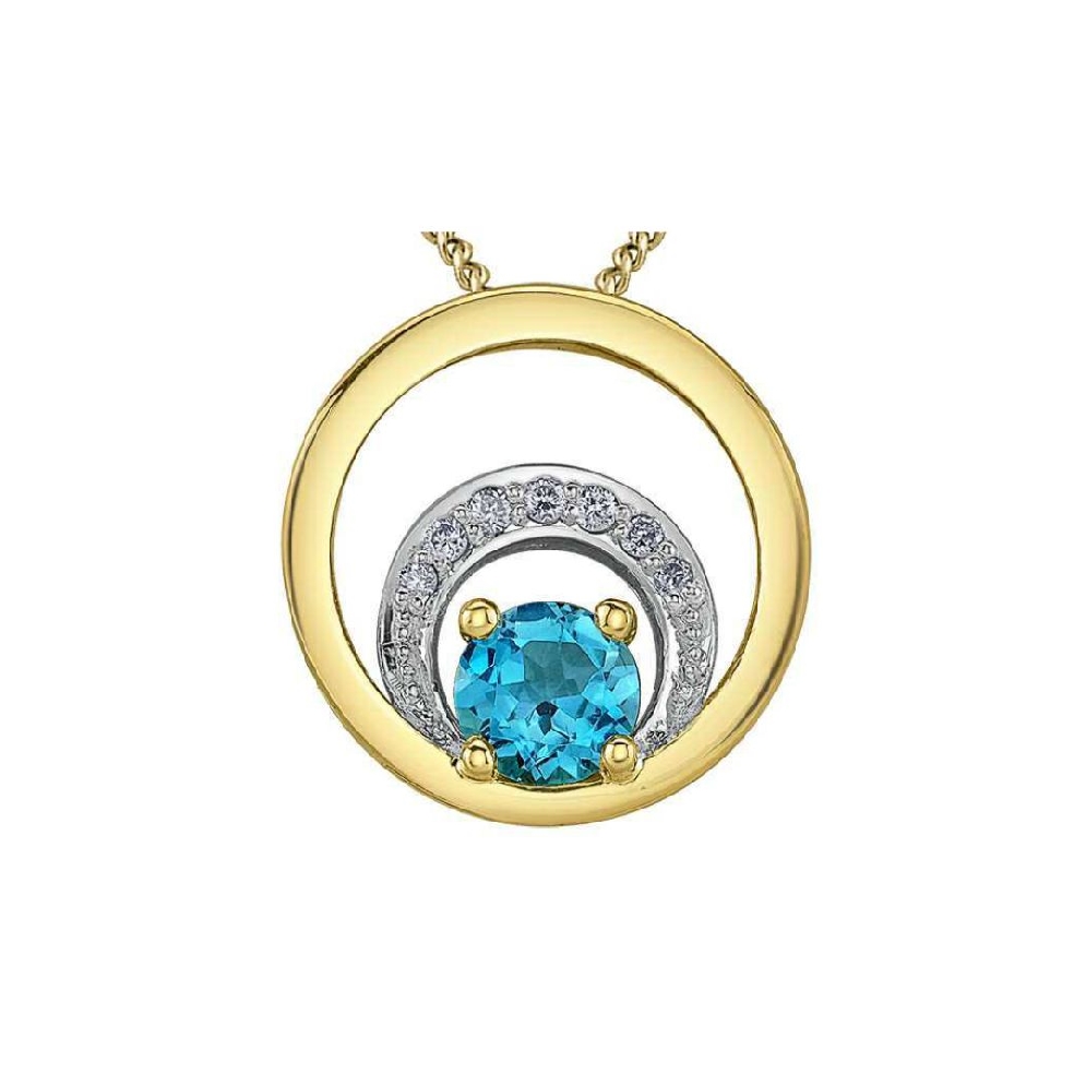 Blue Topaz &amp; Diamond Pendant 0.031
10KT Yellow...