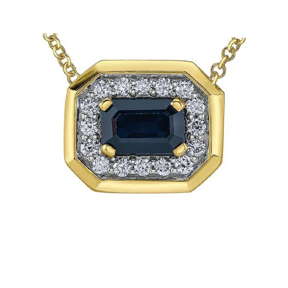 Sapphire and Diamond Pendant in 10KT Yellow Gol...