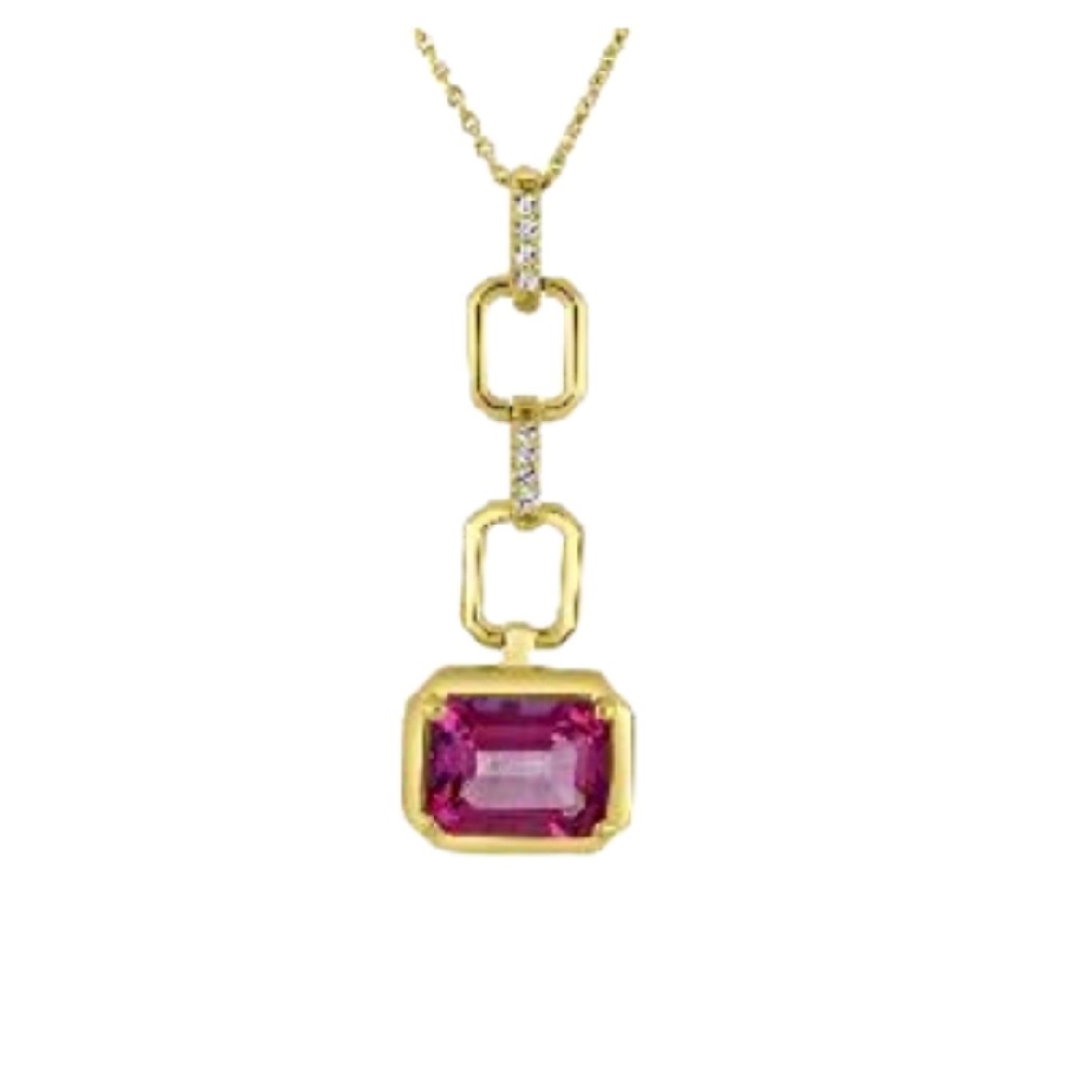 Pink Topaz and Diamond Pendant  0.012ctw
10KT ...