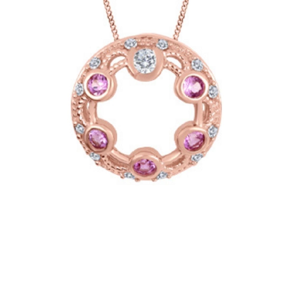 Canadian Diamond &amp; Pink Sapphire Pendant 0.085c...