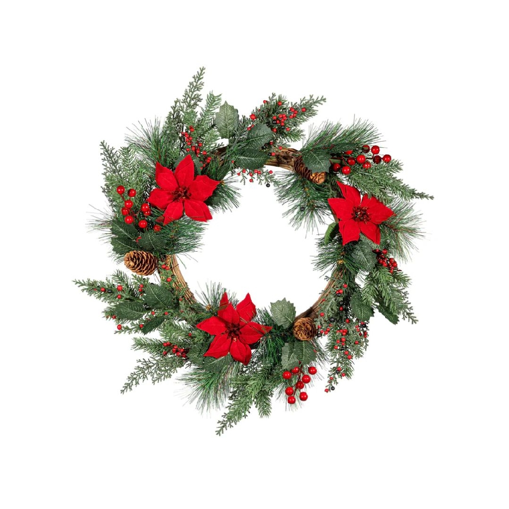 Holiday Poinsettia Wreath
w/ Ornaments
20    