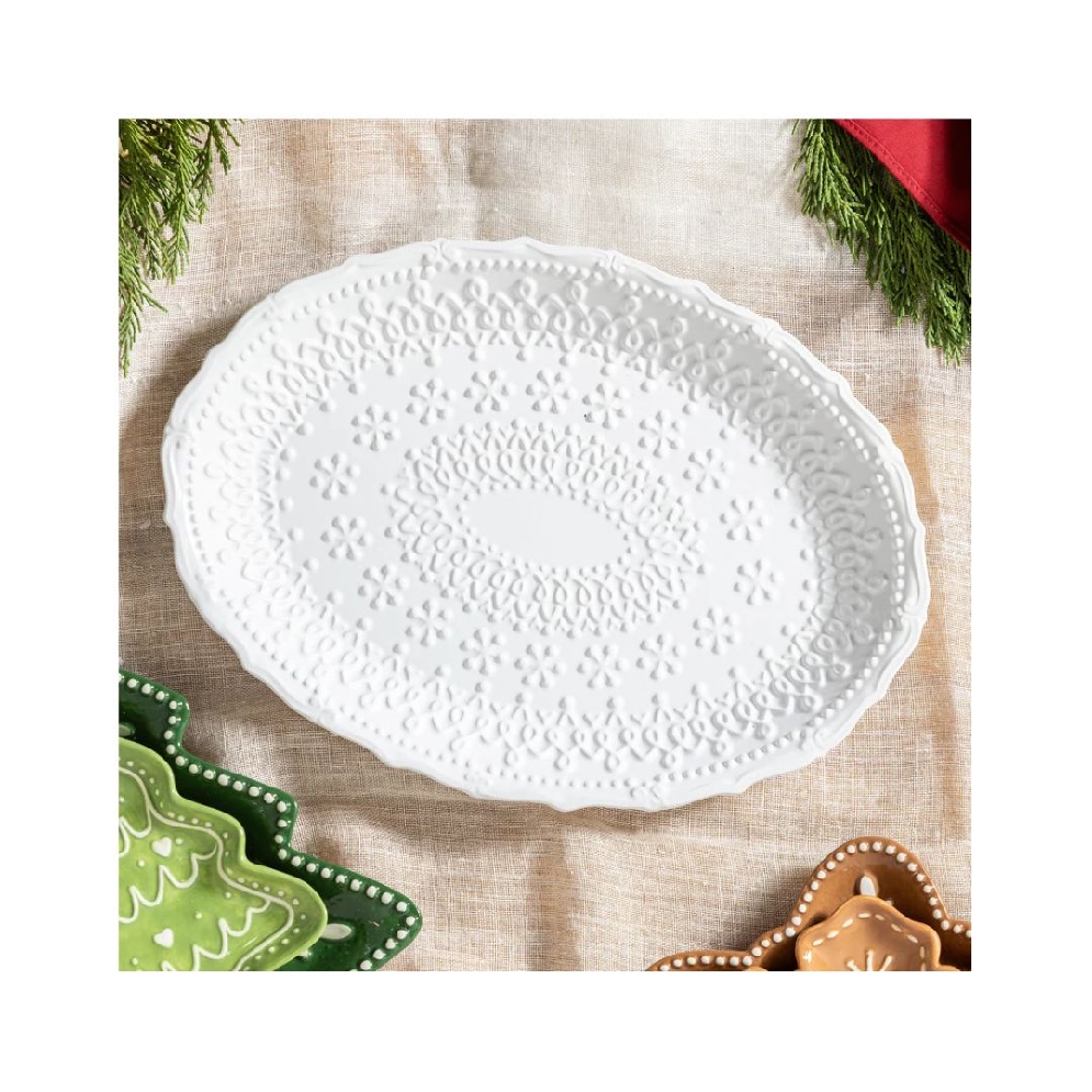 Embossed Ceramic
White Platter
14  x9    