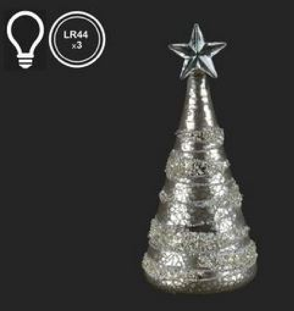 White Glitter Led Tree W/Spirals 6.5    