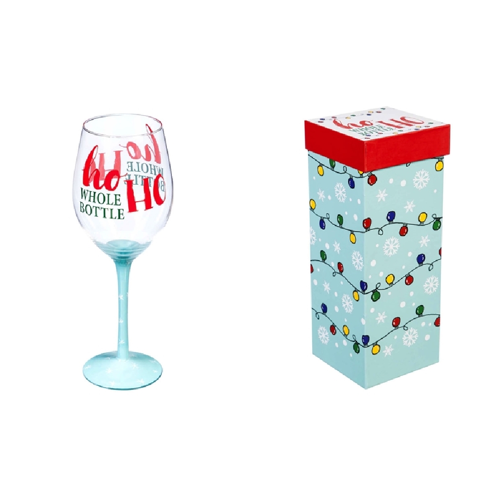 Ho Ho Whole Bottle; Wine Glass w/ Box; 12 oz.  