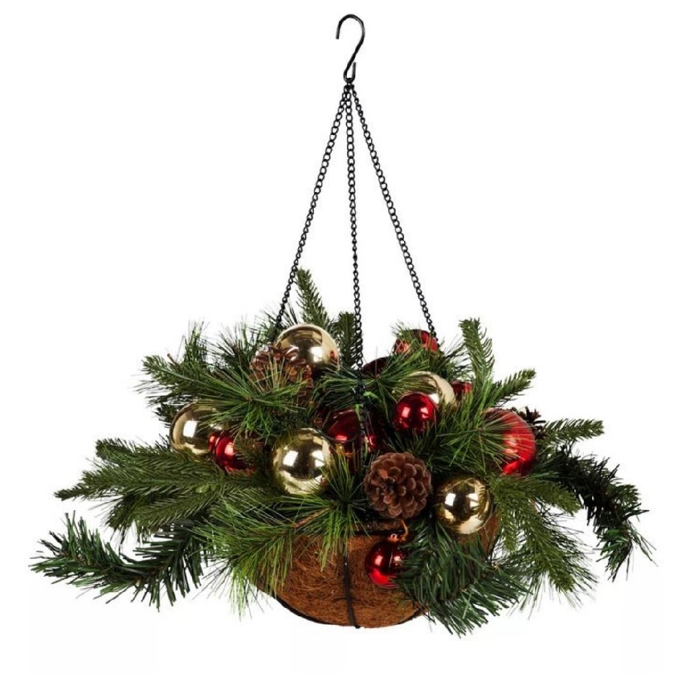 LED Hanging Basket with Artificial and Ornament...