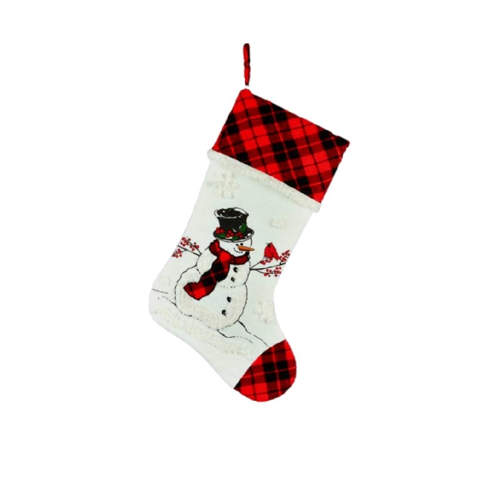 Snowman Stocking in Red &amp; Black

Matches grea...