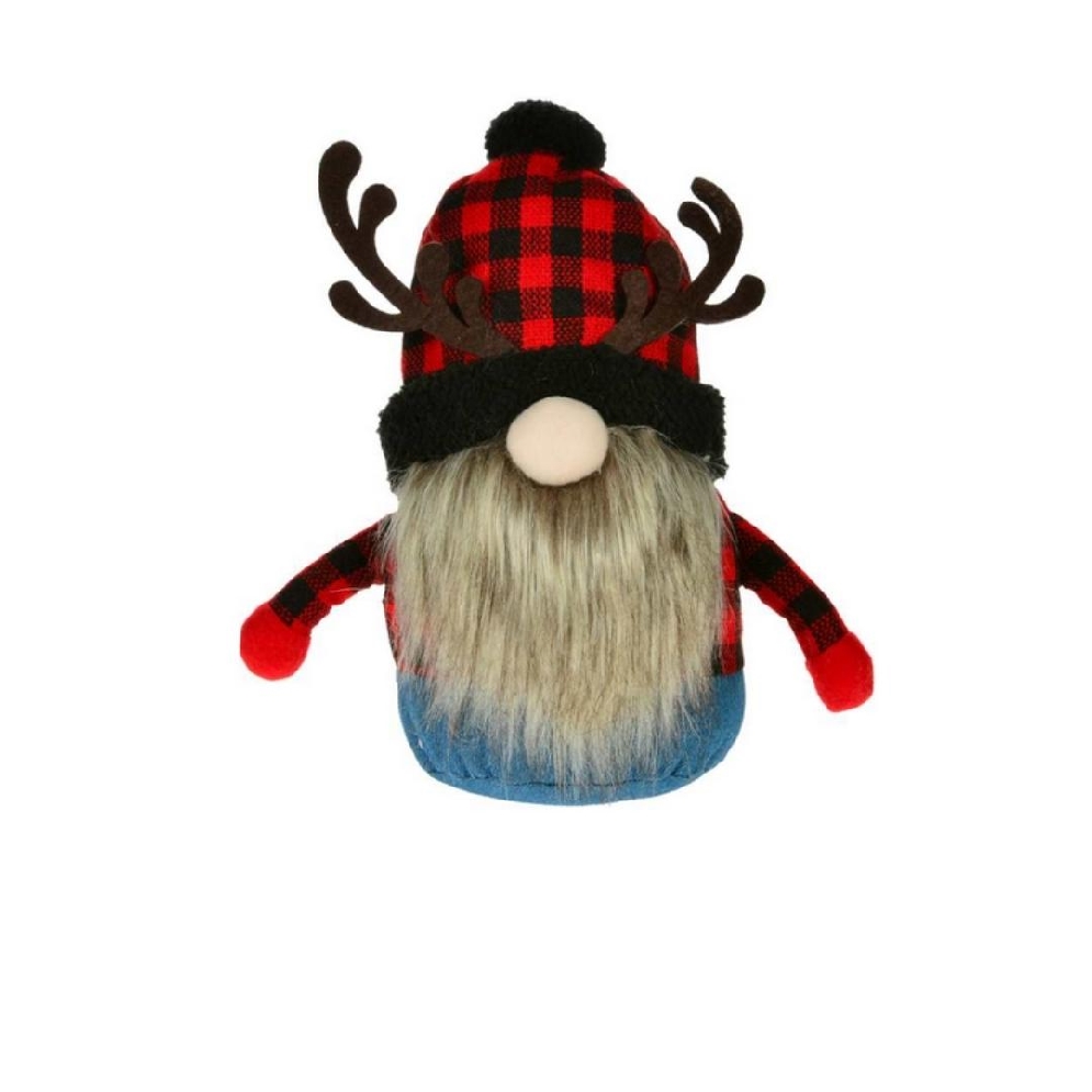 Gnome with Antlers & Plaid Hat
9    