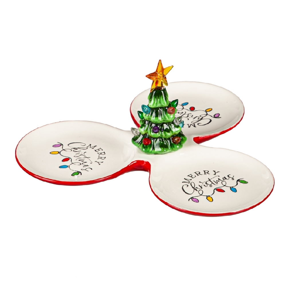LED Ceramic Serving Tray with Ceramic Christmas...