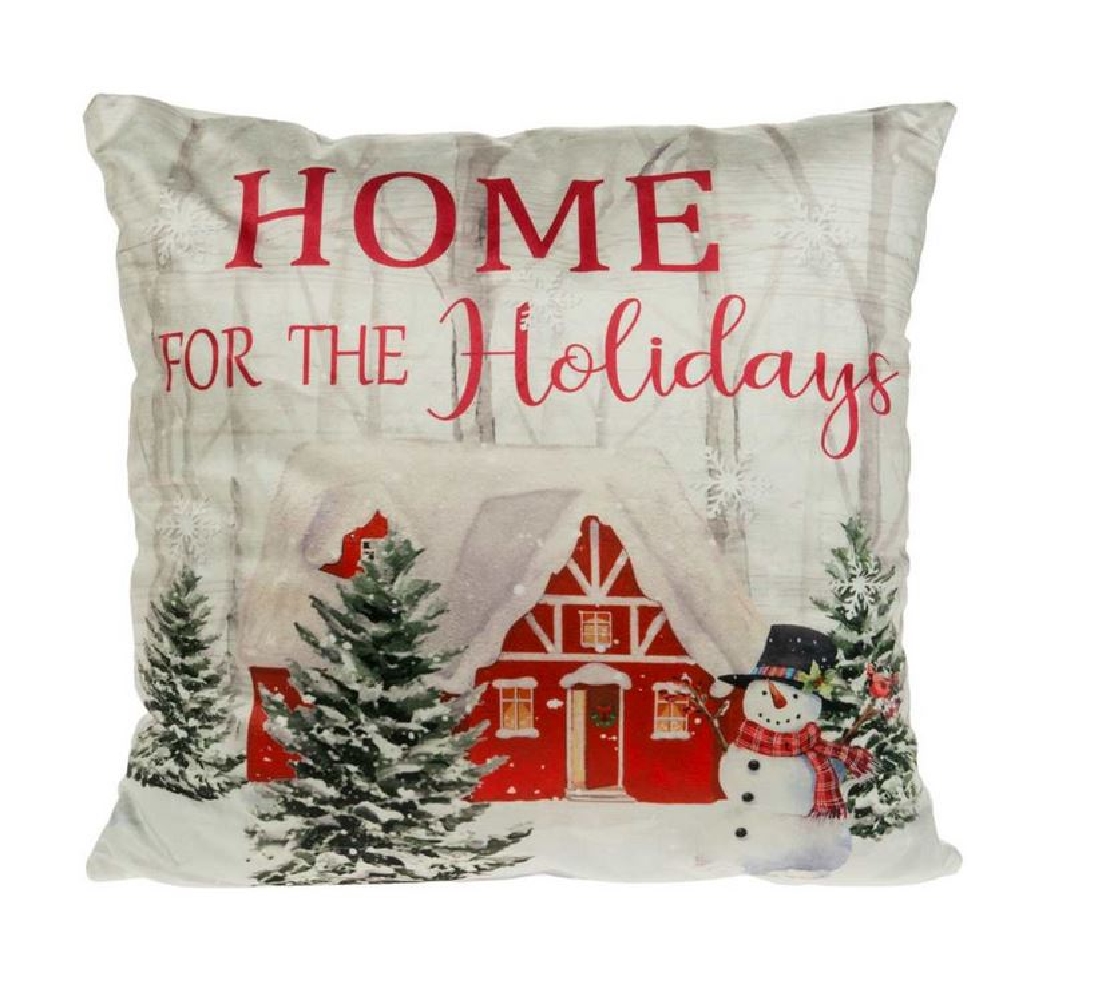 LED Red House Pillow
  Home For The Holidays  ...
