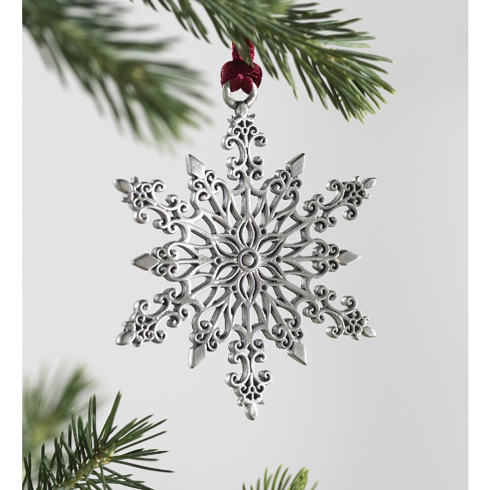 Solid Pewter Christmas Tree Ornament - Snowflak...