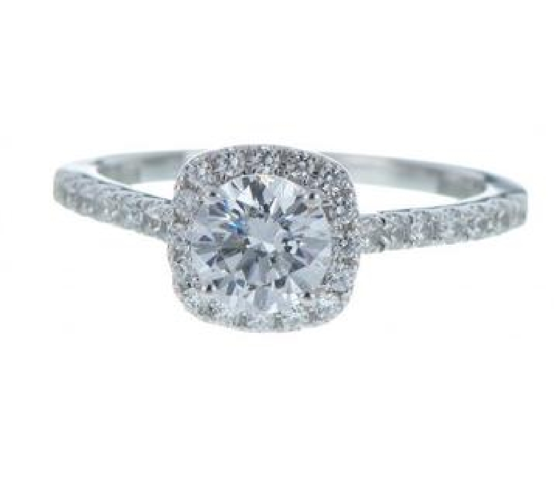 Diamond Engagment Semi-Mount for 0.75ct Cushion...
