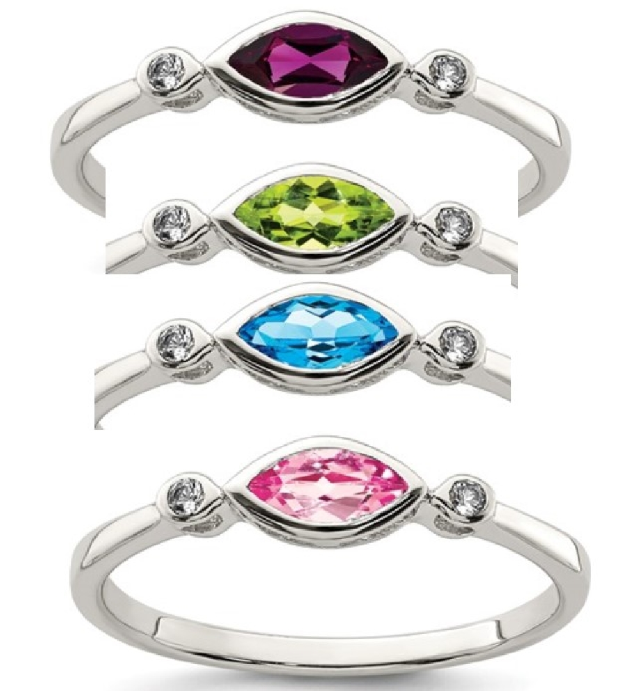 Gemstone &amp; White Topaz Ring; in Silver

All a...