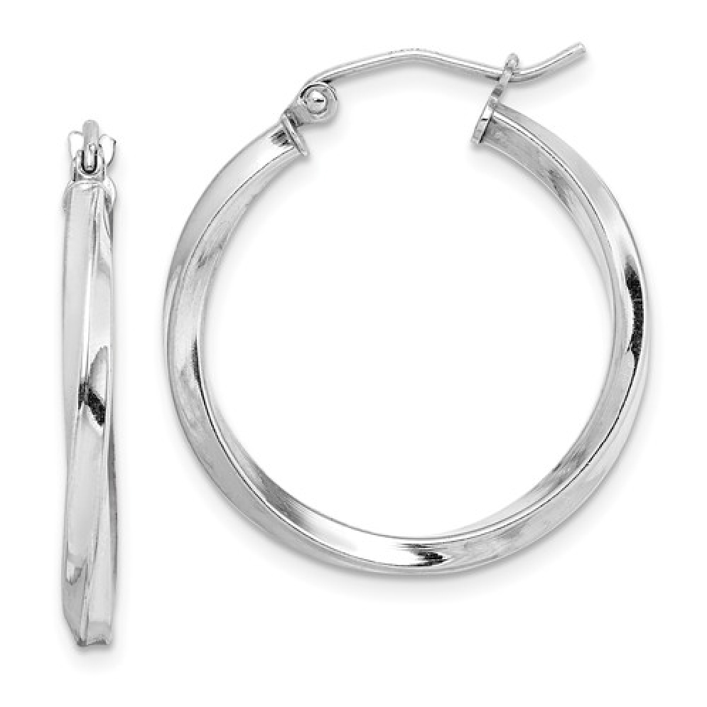 Silver Rhodium-Plated Hoop Earrings - Various S...