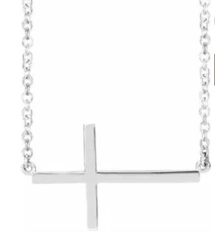 Sterling Silver 28x16.2 mm Sideways Cross 16-18...