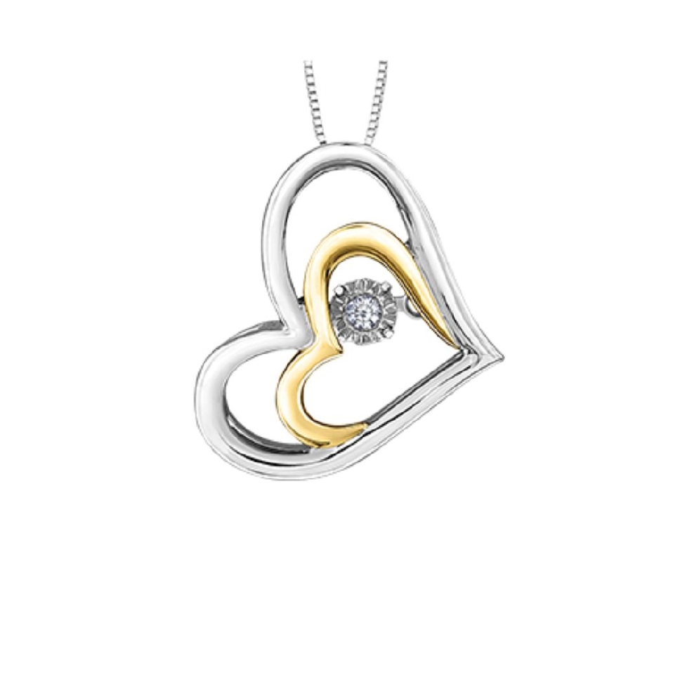 Pulse&trade; Diamond Heart Pendant  - 0.02ct   Silv...