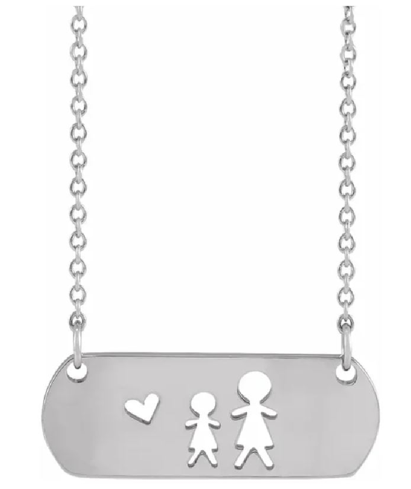 Sterling Silver Mother &amp; Daughter Stick Figure ...