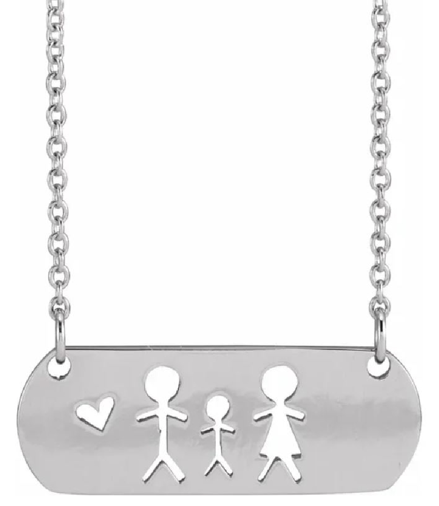 Sterling Silver Father; Son; &amp; Mother Stick Fig...