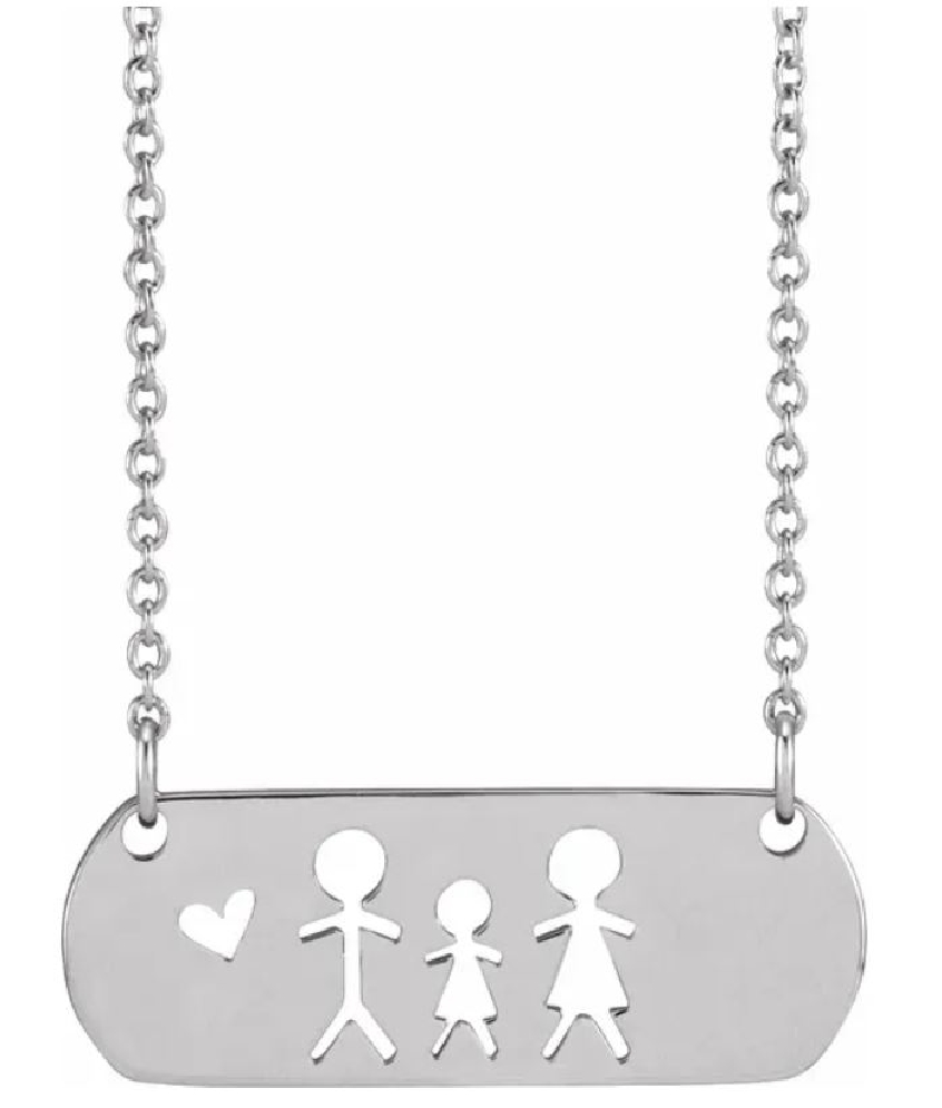 Sterling Silver Father; Daughter; &amp; Mother Stic...