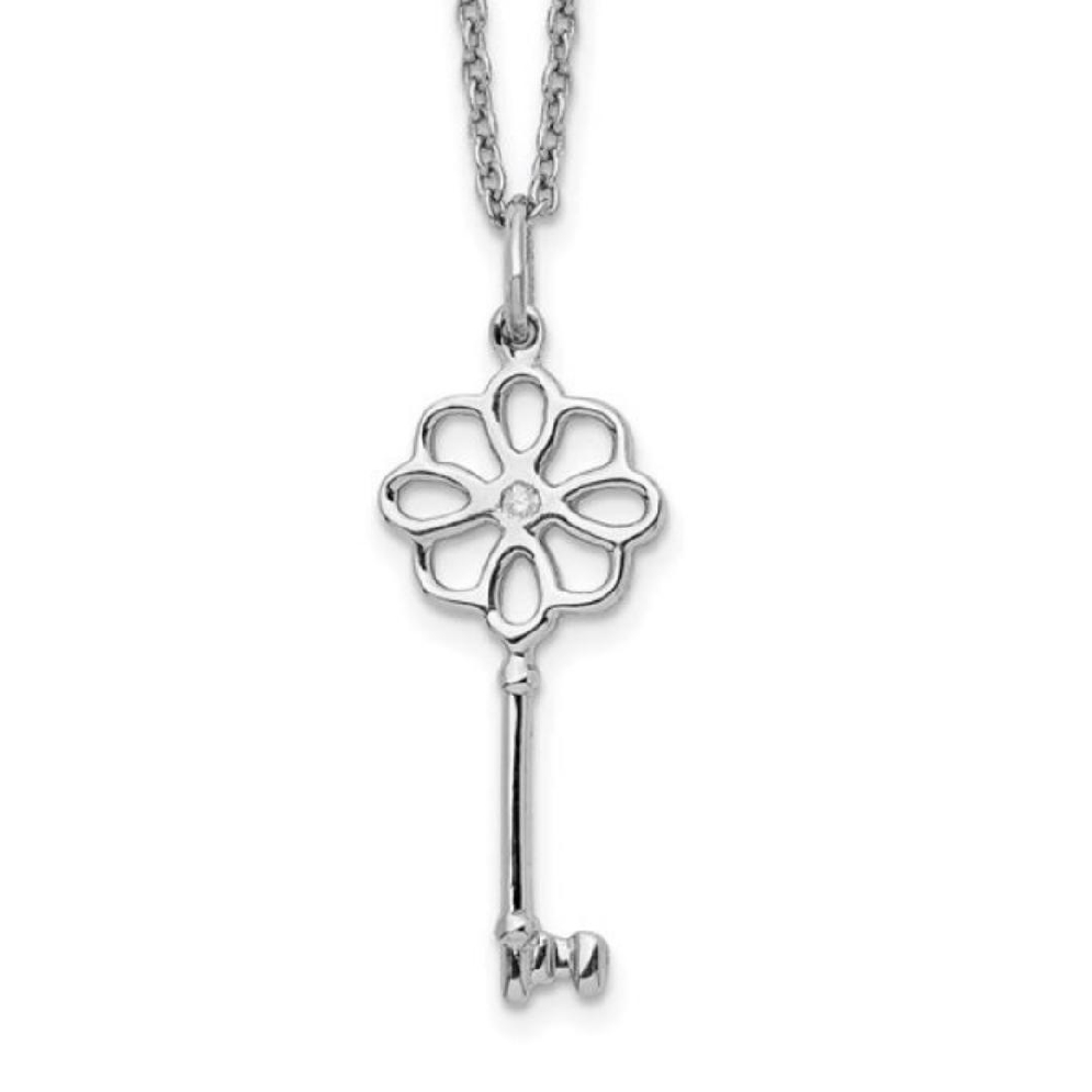 White Ice Sterling Silver Rhodium-plated .01ctw...