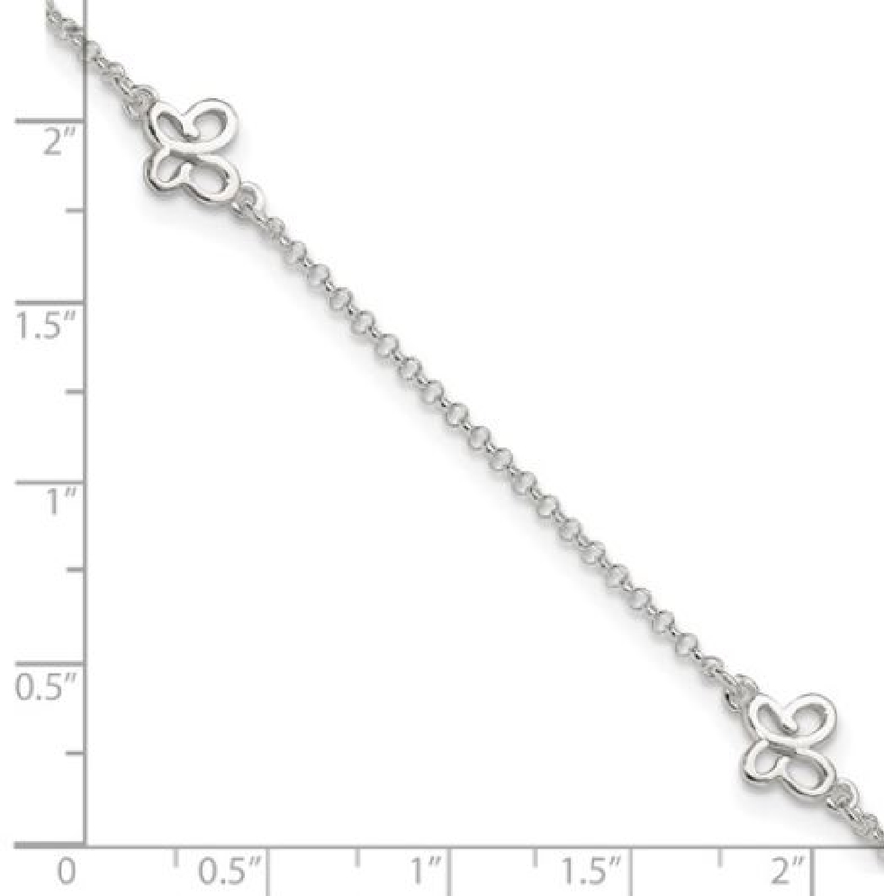 Sterling Silver Anklet
Polished Butterfly
 9 ...