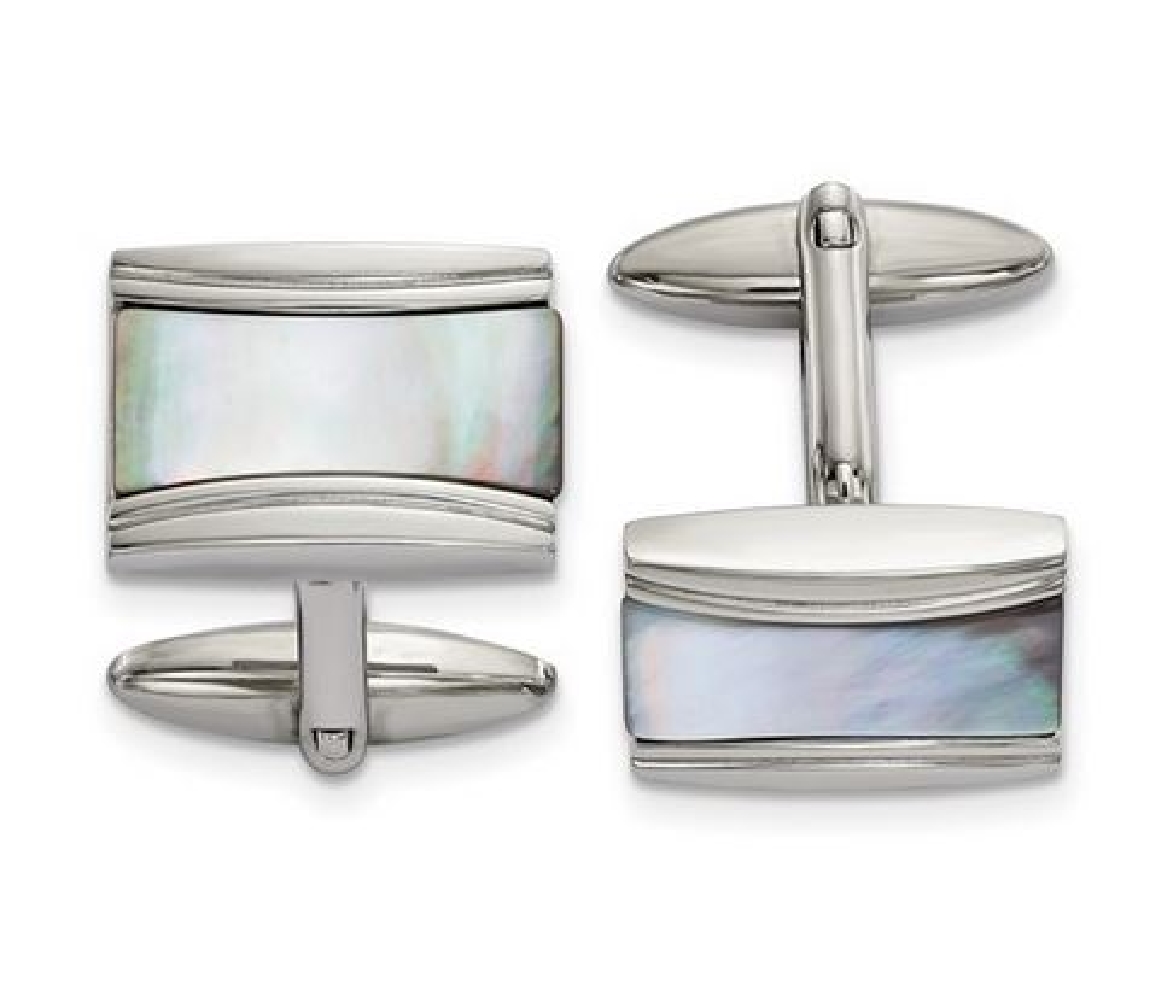 Stainless Steel Cuff Links 
Rectangle Mother o...