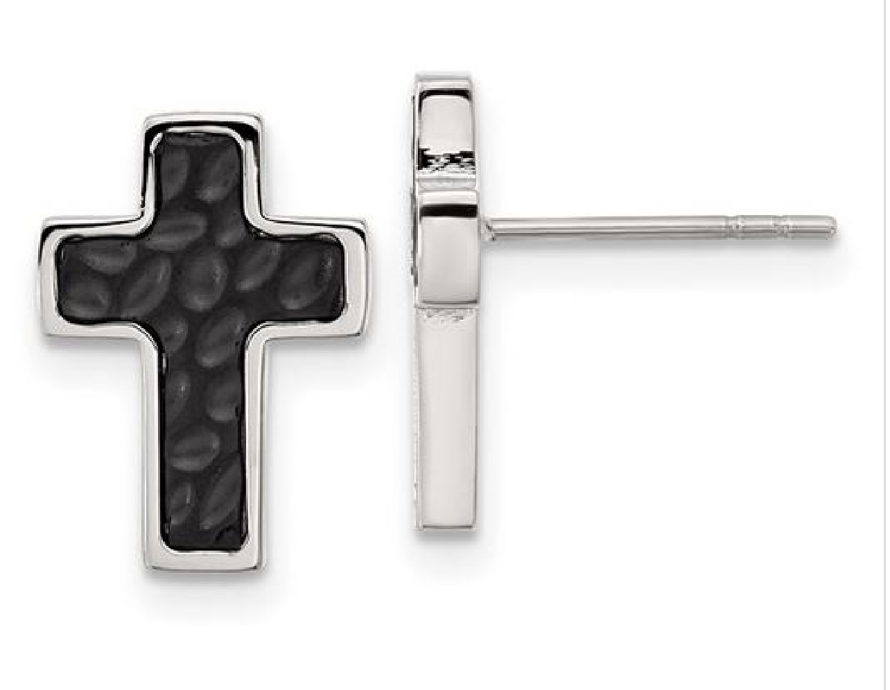 Chisel Steel 
Cross Earrings
Black IP Plated...