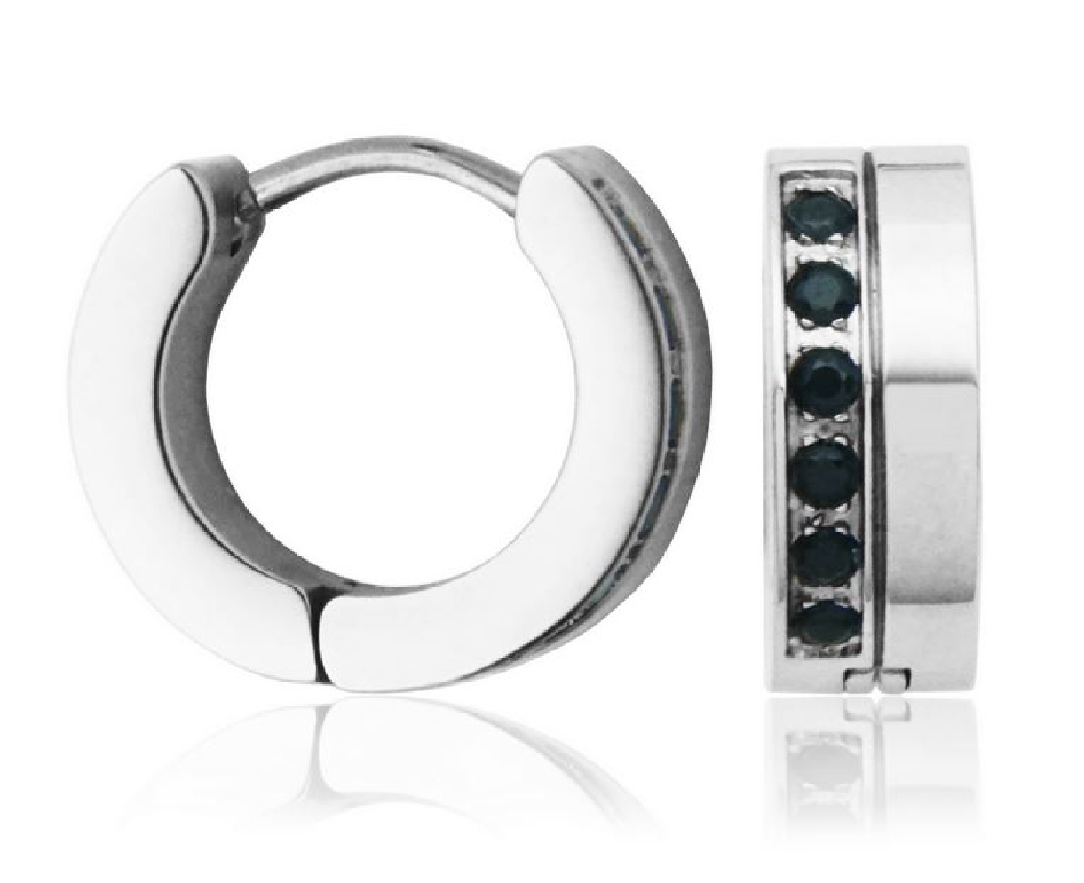 STEELX
Huggies w/ Black CZ s
13.5mm  