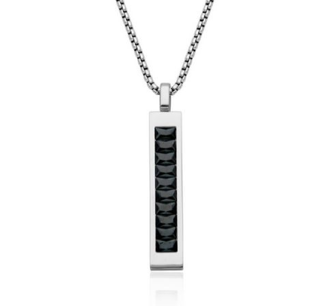STEELX
Bar Necklace
w/Black CZ 
8.39x3.5mm
...