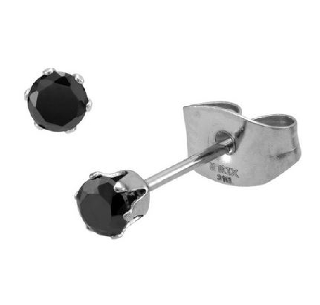 INOX&trade; Steel
Black CZ Stud Earrings
Unisex
...