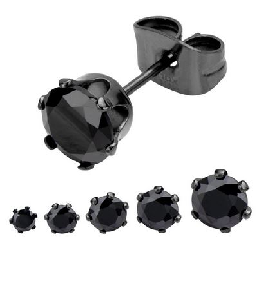 INOX&trade; Steel
Black CZ Stud Earrings
Black IP...