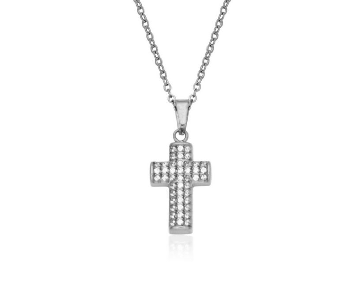 STEELX
Cross Necklace w/CZ
10x15mm
18  +2    