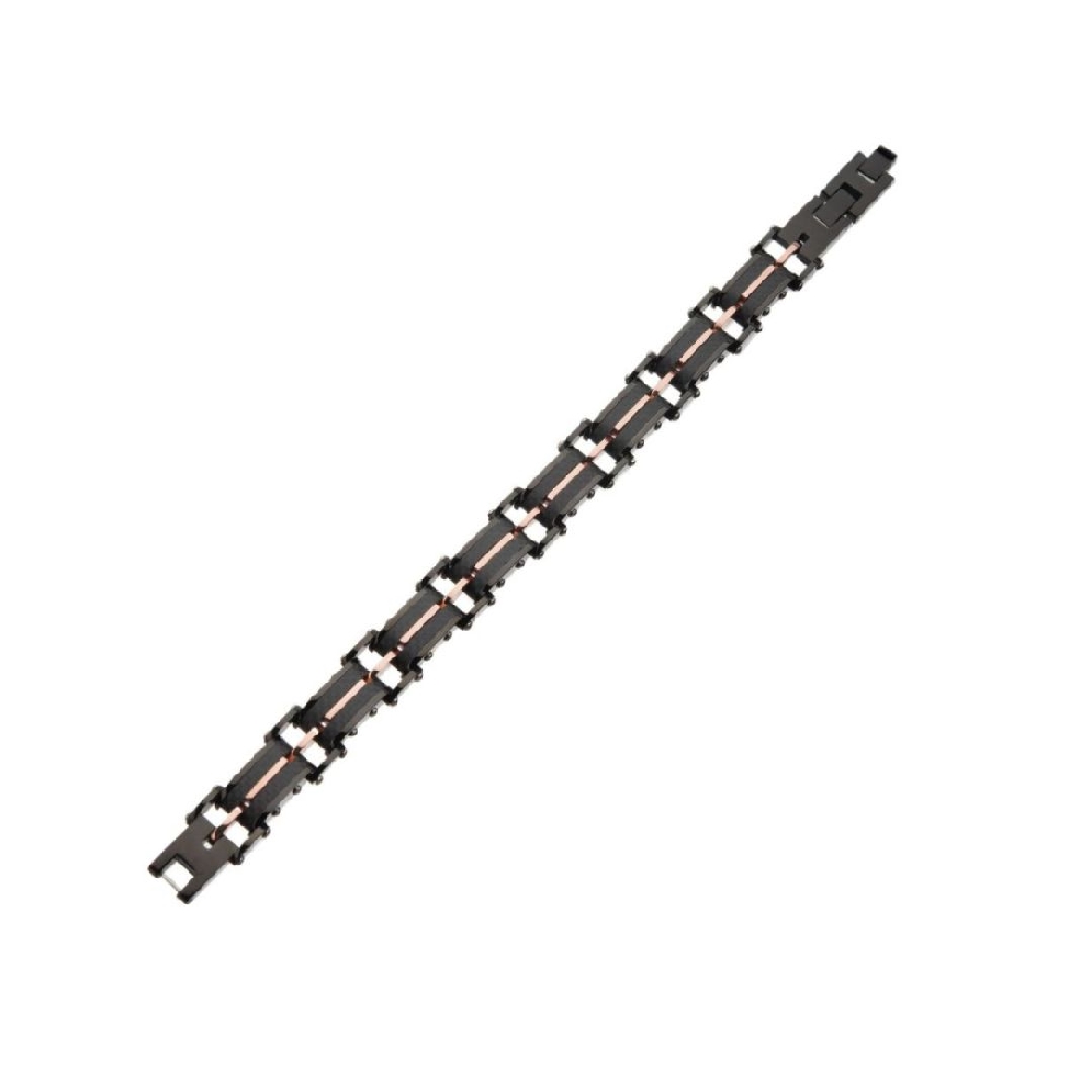 INOX&trade; Steel
Black &amp; Rose Gold IP  Bracelet
...