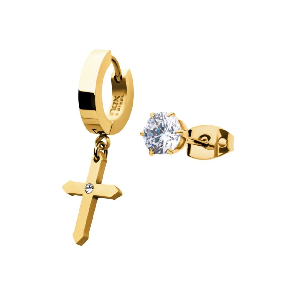 INOX&trade; Steel
Dangling Cross Hoop Earring 
w/...