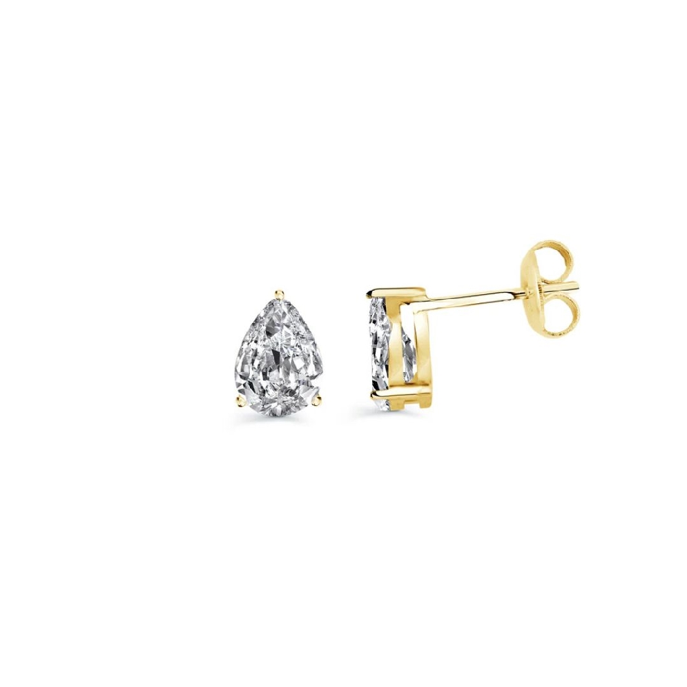 ITALGEM STEEL
Pear Stud Earrings
8mm CZ 
Gol...