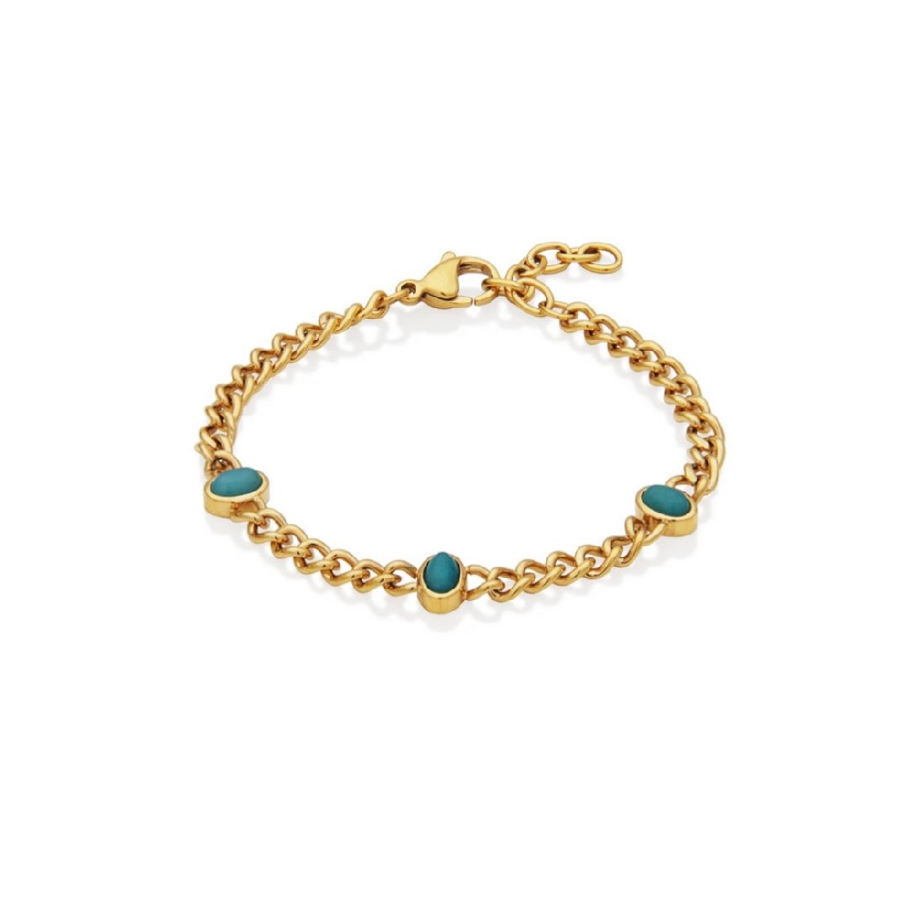 STEELX
Curb Chain Bracelet
w/ Genuine Aquamar...