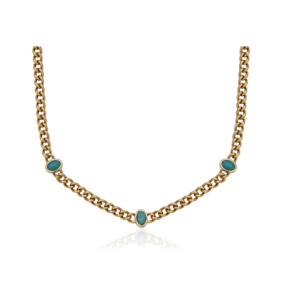 STEELX
Curb Chain Necklace
w/ Genuine Aquamar...