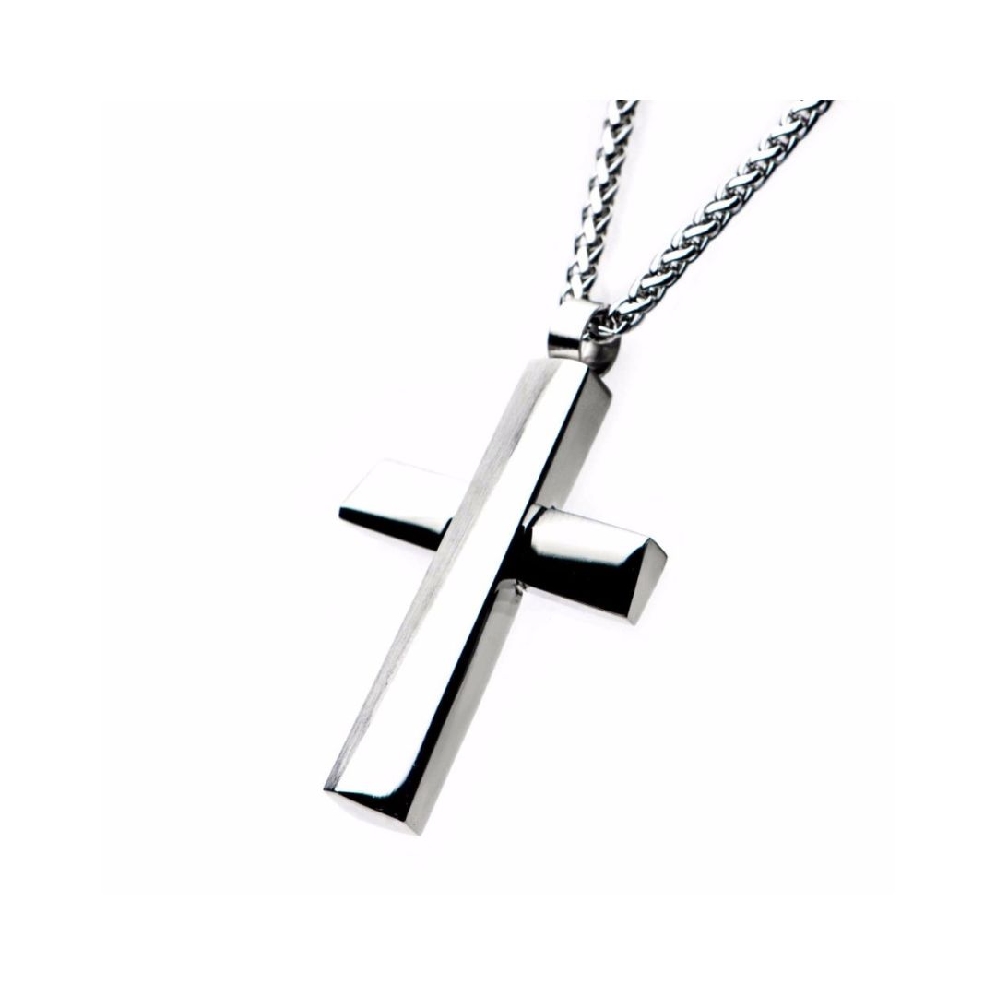 INOX&trade; Steel
Beveled Cross Pendant 
24  

...