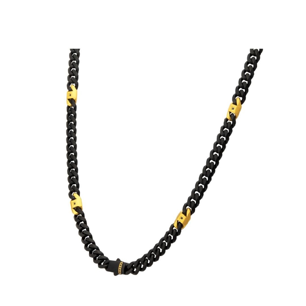 INOX&trade; Steel
Miami Cuban Necklace
w/ Black S...