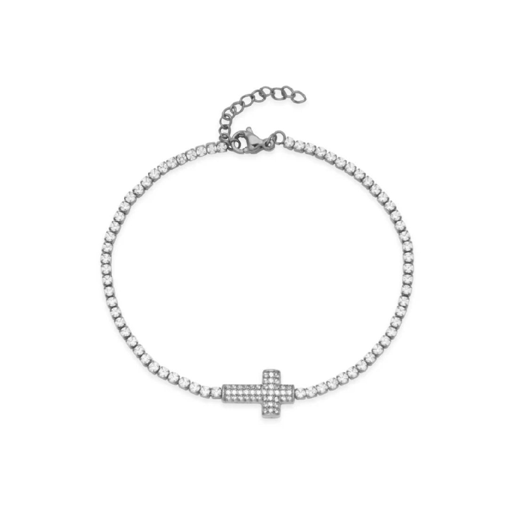 STEELX
Cross Bracelet 
10x15mm
w/CZ
7.5  +1...