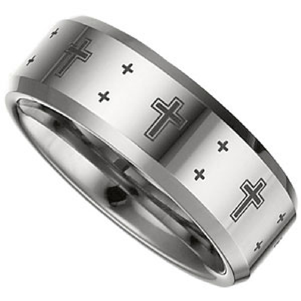 8.3mm Dura Tungsten&trade; Beveled Band with Black ...
