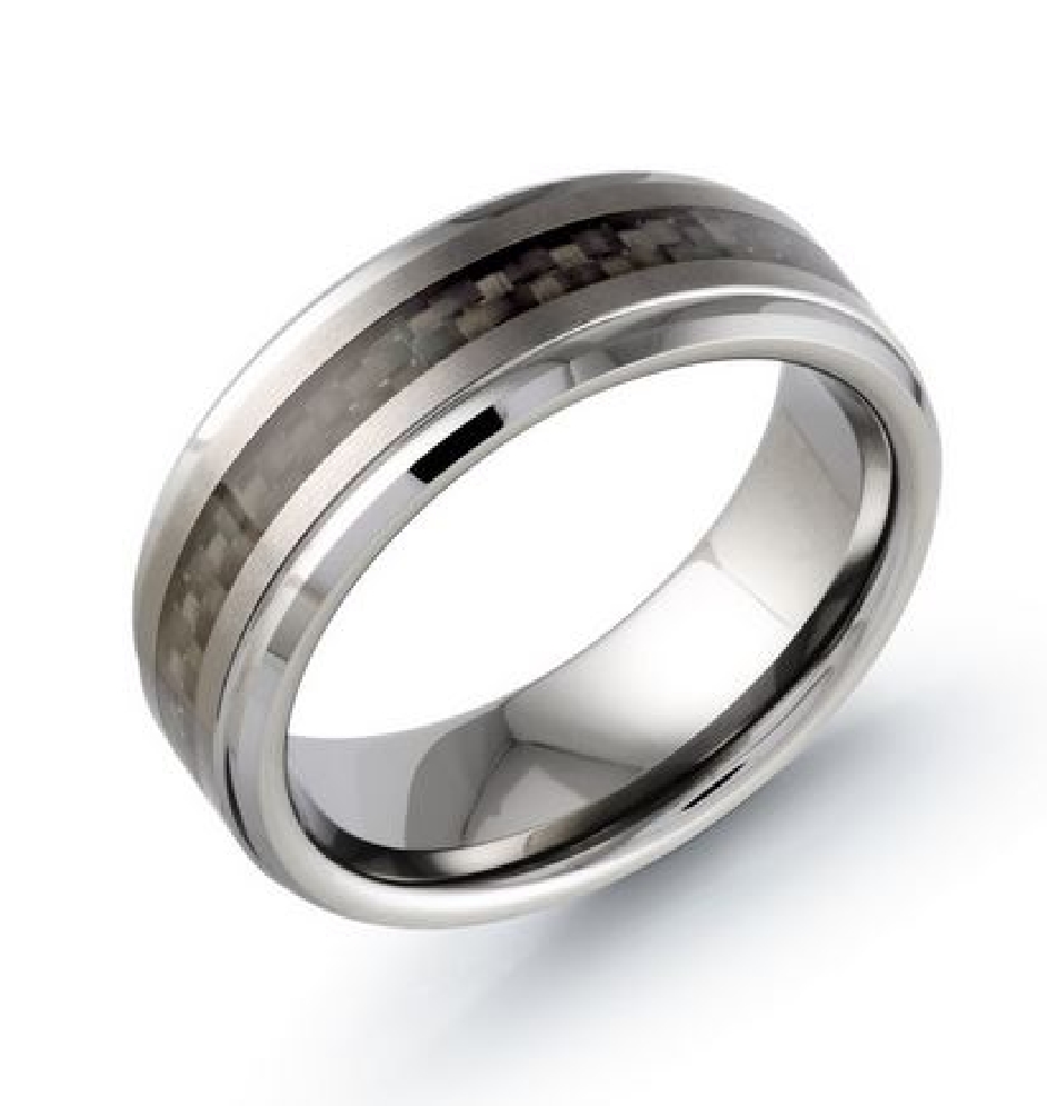 Tungsten  Ring w/Black Carbon Fibre
  