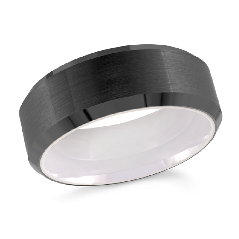 Black Tungsten Ring w/White Inside  