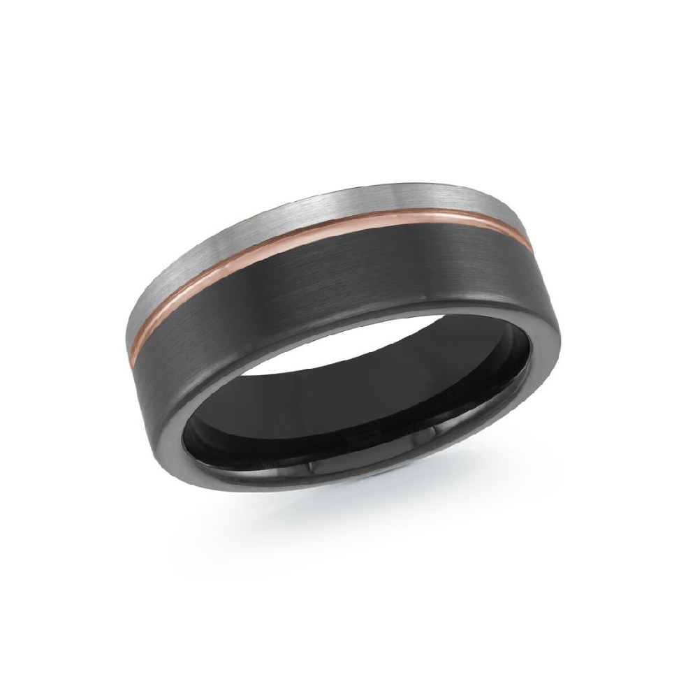 BLACK Tungsten Men s Wed Band
Grey &amp; Black
 8...